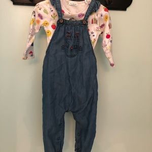 NEXT Baby animal rainbow dungarees overalls romper 12-18M 🌈